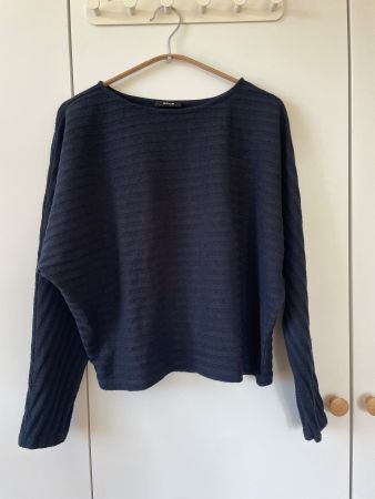 OPUS Pullover Feinstrick Dunkelblau, lockerer Schnitt, Gr. M