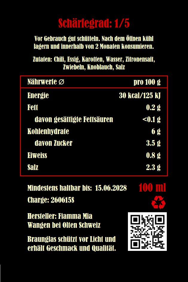 Cibi & Specialità: Chili Sauce Fiamma Mia - Santissima Original – Usato da Wangen b. Olten venduto da mircolion 1