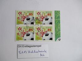Viererblock mit Ort Ersttagsstempel 5113 Hodlerbank AG