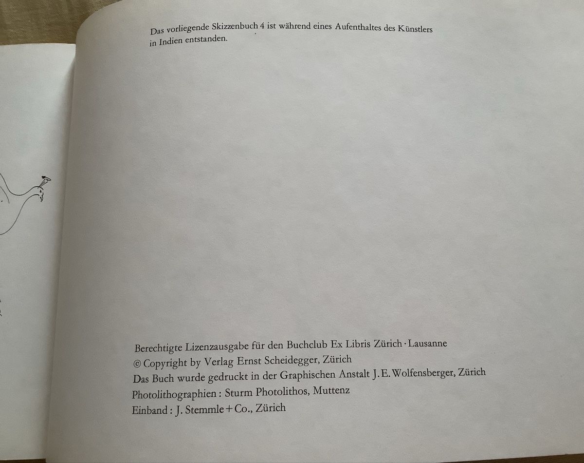 Libri: Hans Erni - Indien, Skizzenbuch 4 – Usato da Biel-Benken BL venduto da Lanma 1