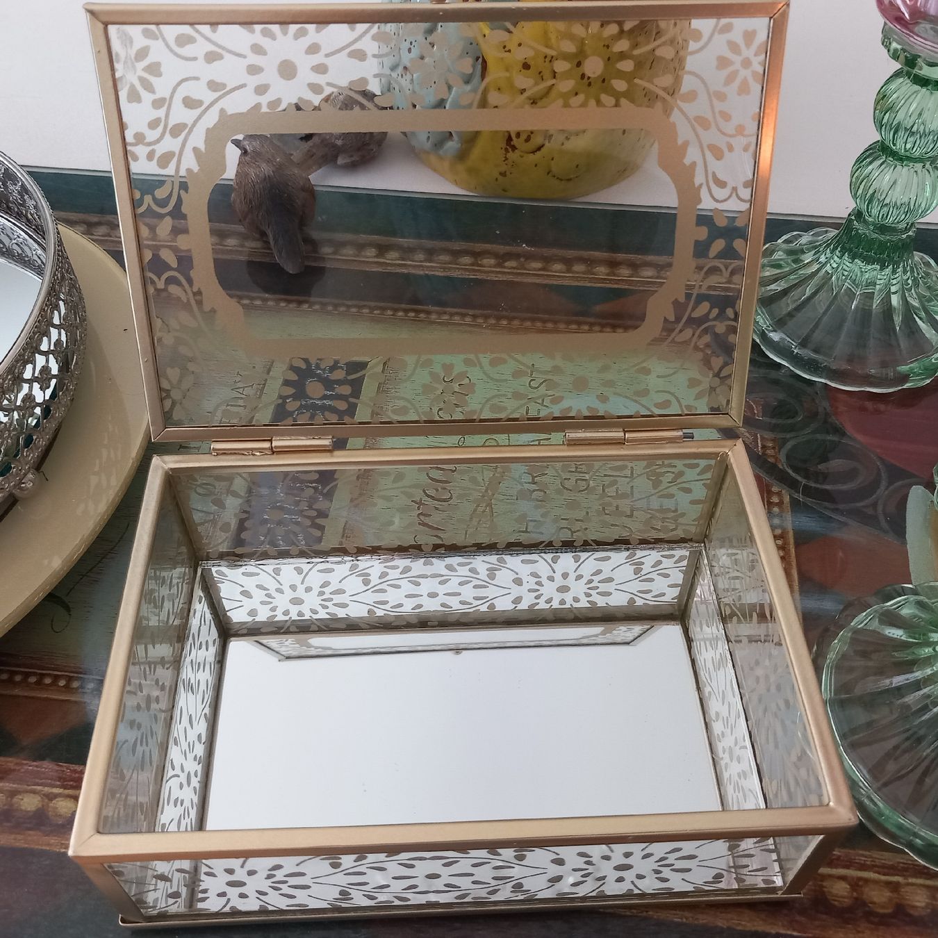 Bicchieri: Schmuck Spiegel Glas Dose /Neu – Nuovo (secondo la descrizione) da Aegerten venduto da gismolini 4