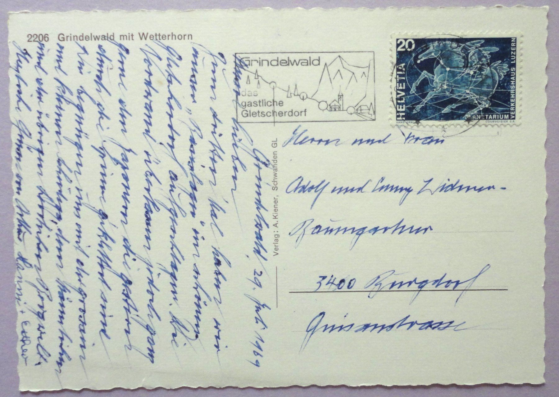 Cartoline postali: Grindelwald mit Wetterhorn – Usato da Fétigny venduto da Billy2miny 1