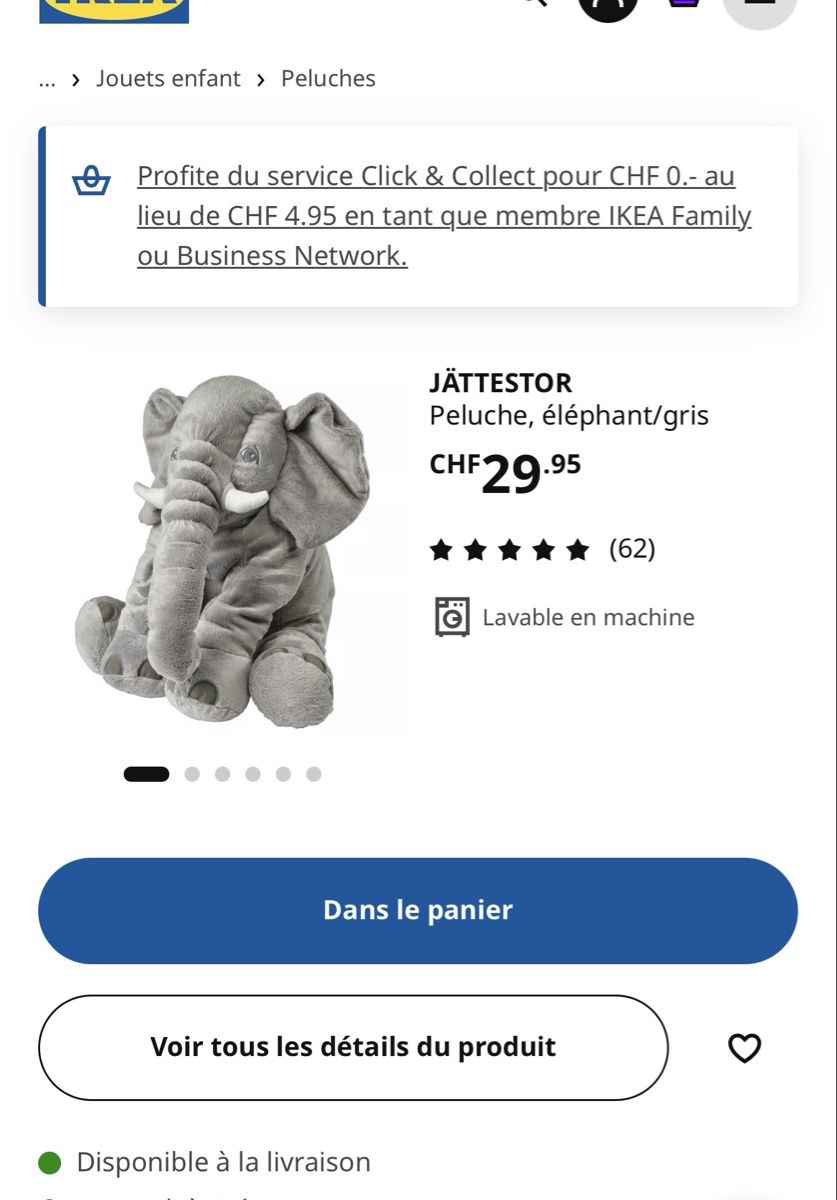 Ikea Giocattoli: Peluche éléphant  – Usato da Monthey venduto da sen_6ckr 1