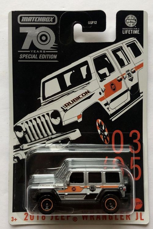 Matchbox 2018 Jeep Wrangler JL Rubicon 64/100 - Modellino In Scala Bianco Perla, Edizione Speciale - 3