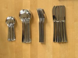 Set Berndorf Edelstahl Besteck Gabel Messer Serviettenringe