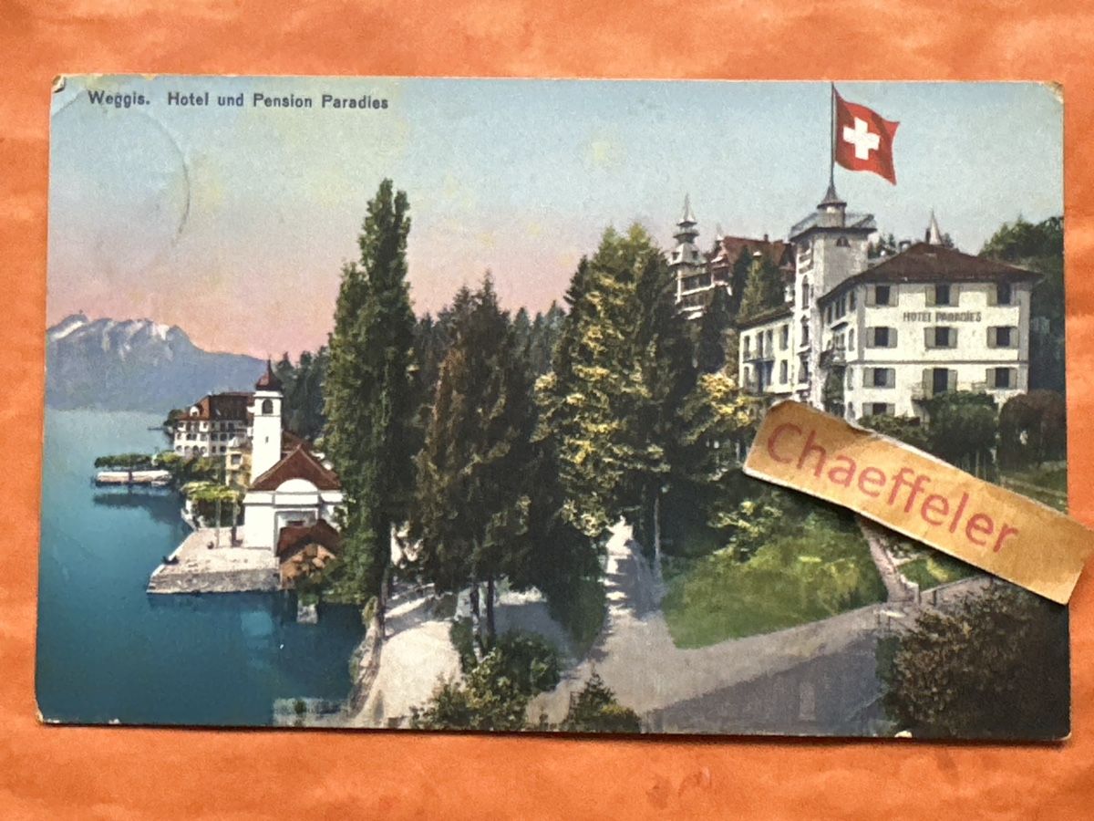 Cartoline postali: 1920 Weggis - Hotel & Pension Paradies – Usato da Zürich venduto da Chaeffeler