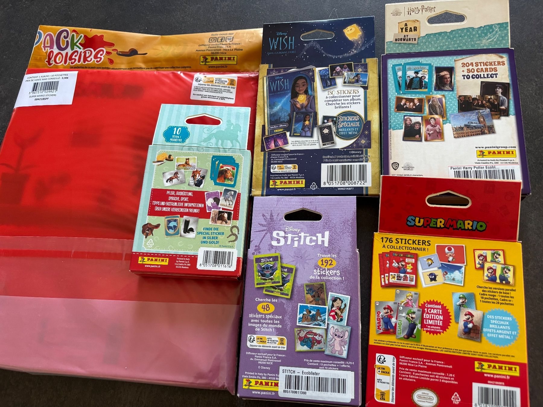 Panini Carte collezionabili: Divers Panini - Super Mario, Harry Potter, Stitch, .. – Nuovo e nell'imballaggio originale da Collombey venduto da Cards07 2