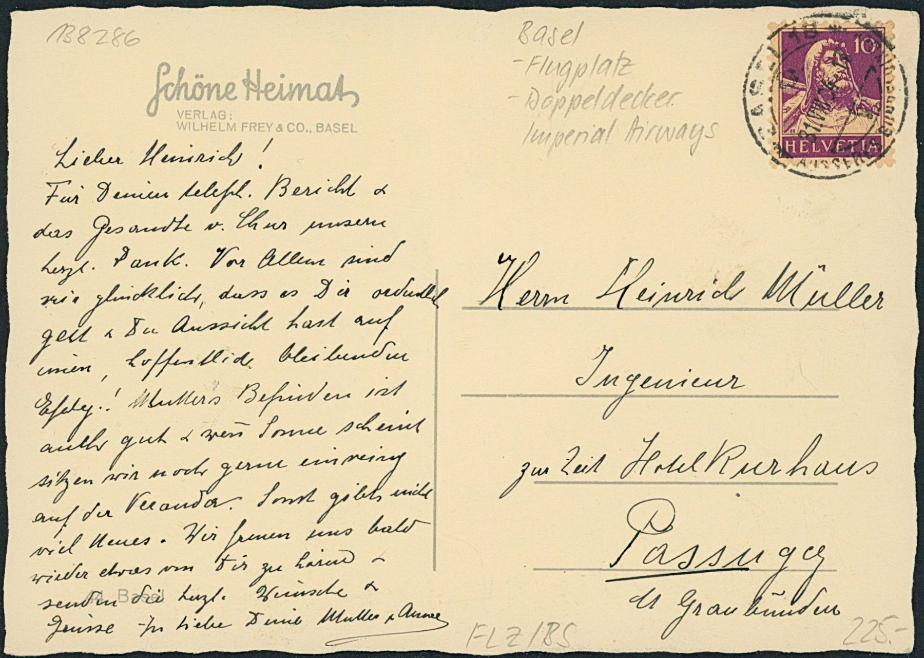 Cartes postales: BS Basel - Flugplatz - Flugzeug – D'occasion à Schindellegi par stationary 1