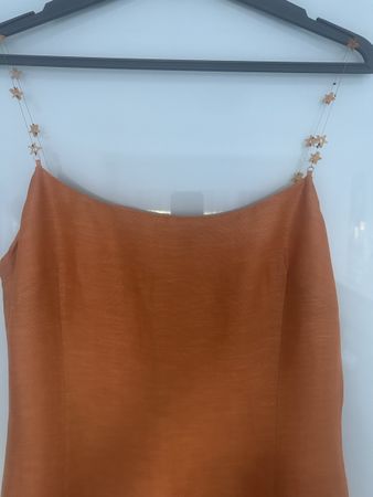 Robe longue Tat-Too orange bretelles étoiles taille 42