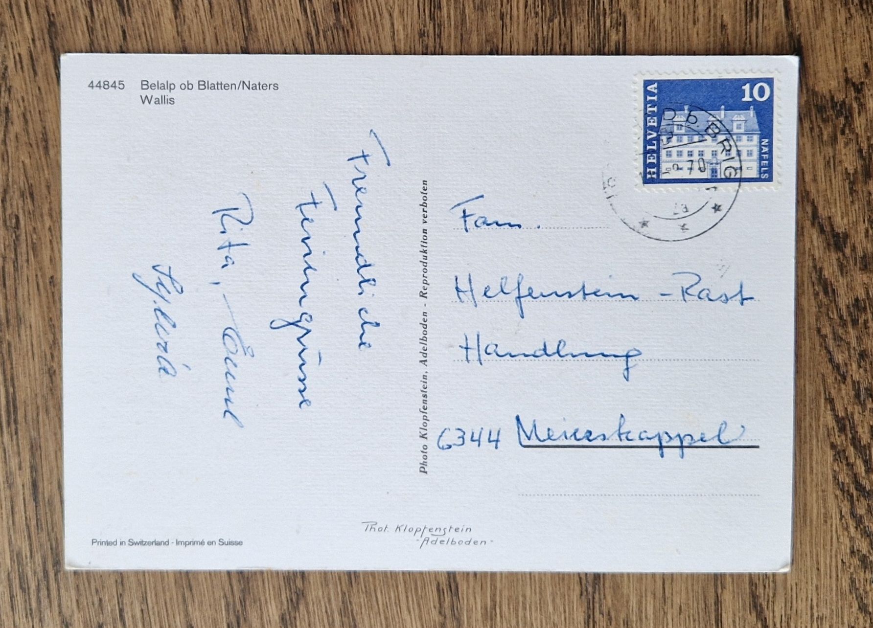 Cartoline postali: Belalp ob Blatten/Naters 1970 – Usato da Ebikon venduto da Donar50 1
