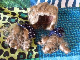 Puppenperücke, Perücke Puppen, blond, L: 17, Kopf U: 25, T:4