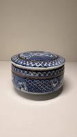 Vintage MANN Japan Porzellan Deckeldose Blau Weiss