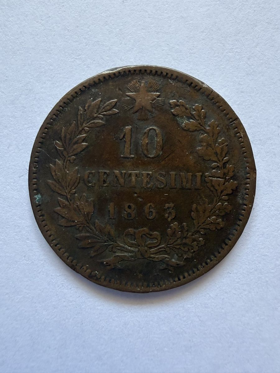 Alle Münzen: 10 Centesimi 1863 Vittorio Emanuele II – Gebraucht aus Breganzona von Sandro003