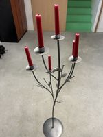 Kerzenständer Metall mit 6 Armen und Blätterdekor ohne Kerze
