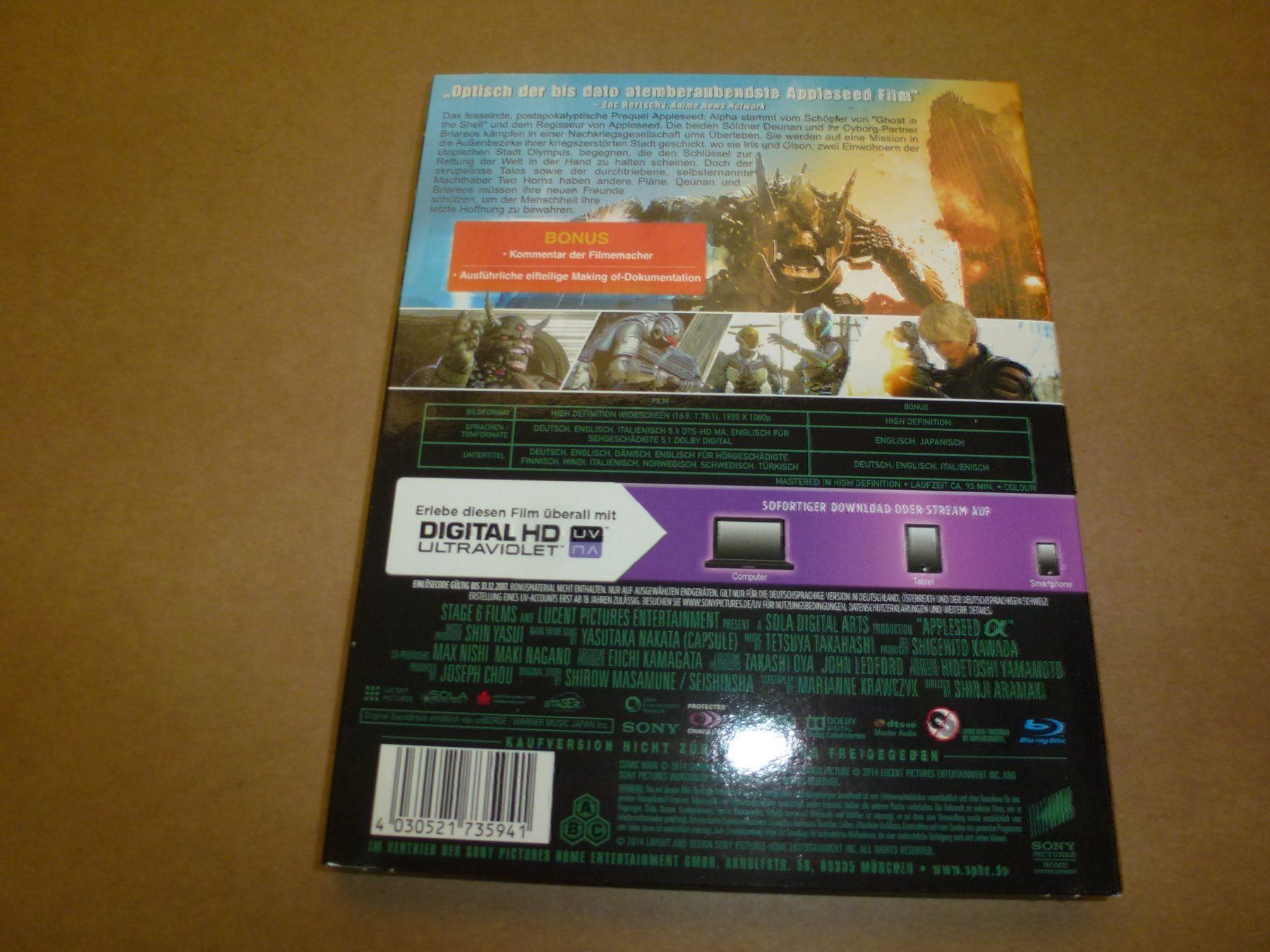 Tutti i DVDs: Appleseed Alpha BLU-RAY – Usato da Olten venduto da Disc-Ausverkauf 1