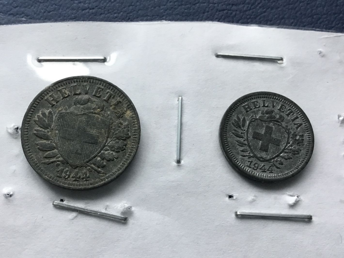 Alle Münzen: 1 und 2  Rappen  1944 in  Set Schweiz – Gebraucht aus St. Margrethen SG von alfapeugeot10 1