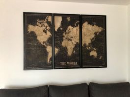 Weltkarte 3-teiliges Wandbild