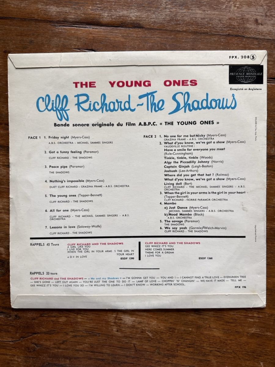 Dischi in vinile: Vinyle Cliff Richard & The Shadows - The Young Ones – Usato da Fully venduto da gra_8dc2 1