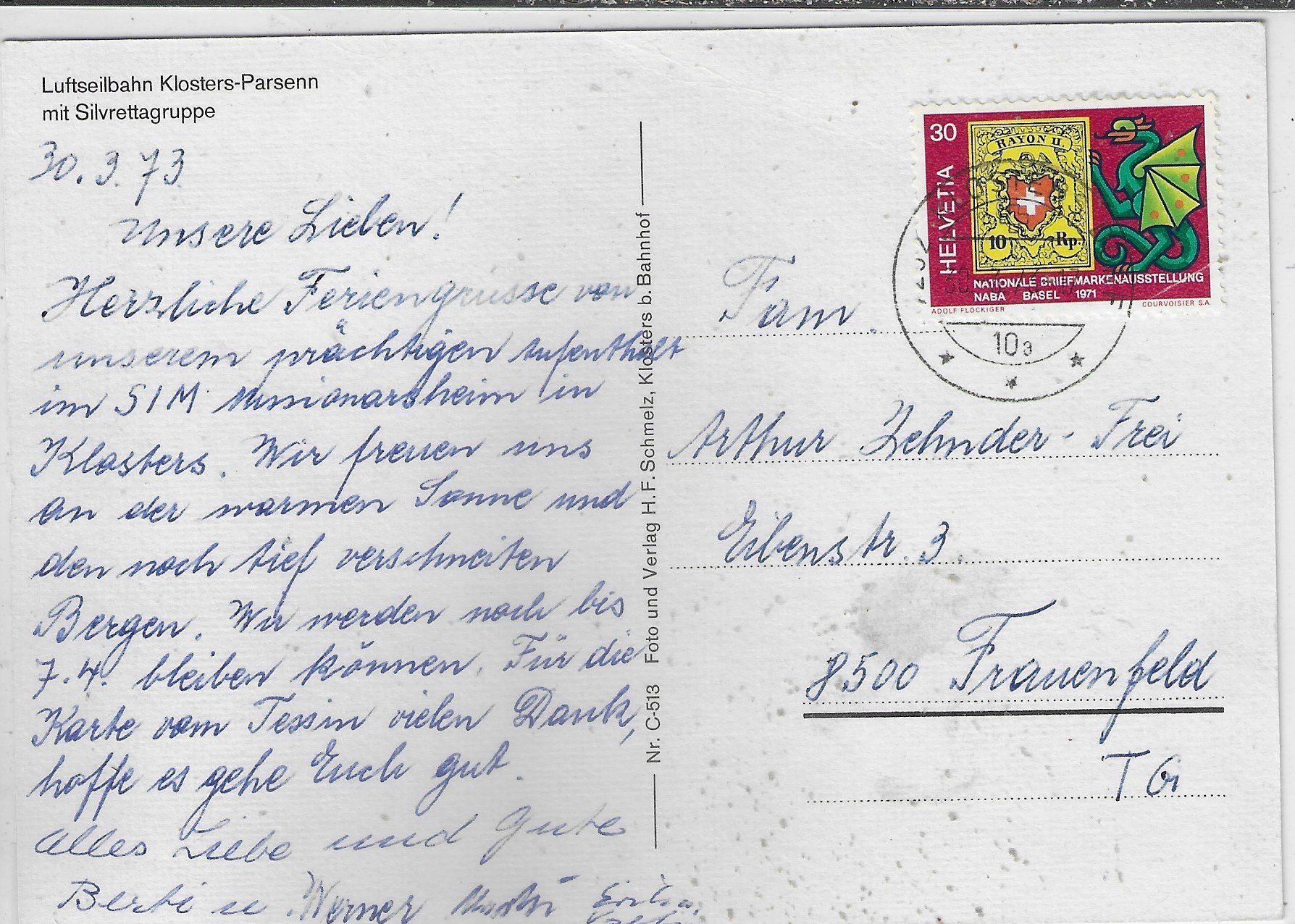 Cartoline postali: Luftseilbahn Klosters-Parsenn im Winter – Usato da Ettingen venduto da Kartenplanet 1