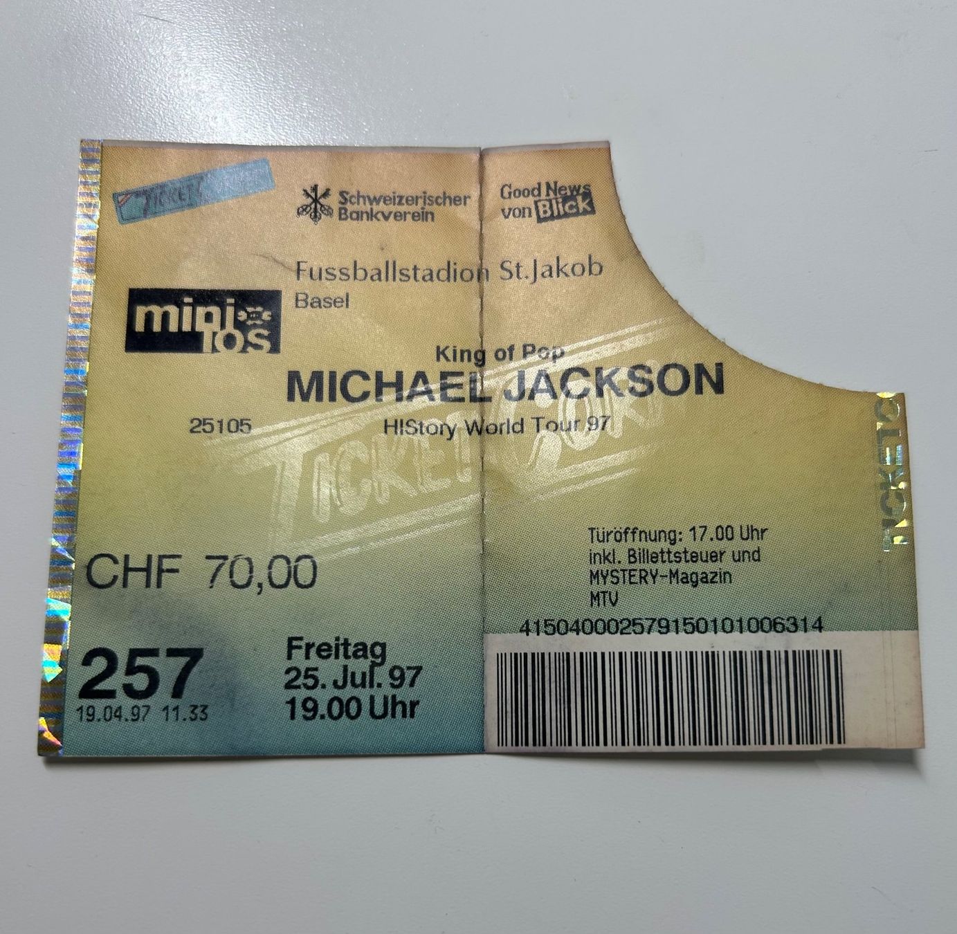 Biglietti: Original Konzertticket Michael Jackson 25.07.1997 – Usato da Uhwiesen venduto da winter8240
