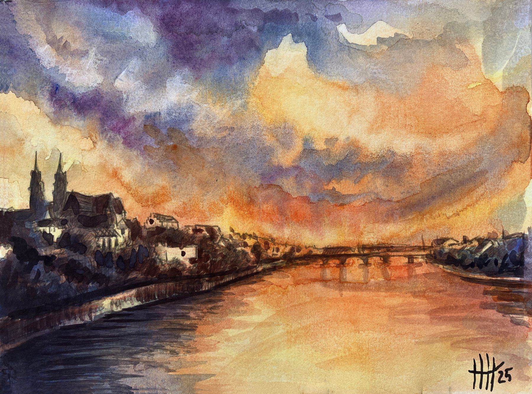Dipinti: Aquarellmalerei Basel Bridge (7) A5-Format – Nuovo (secondo la descrizione) da Basel venduto da HNDidn