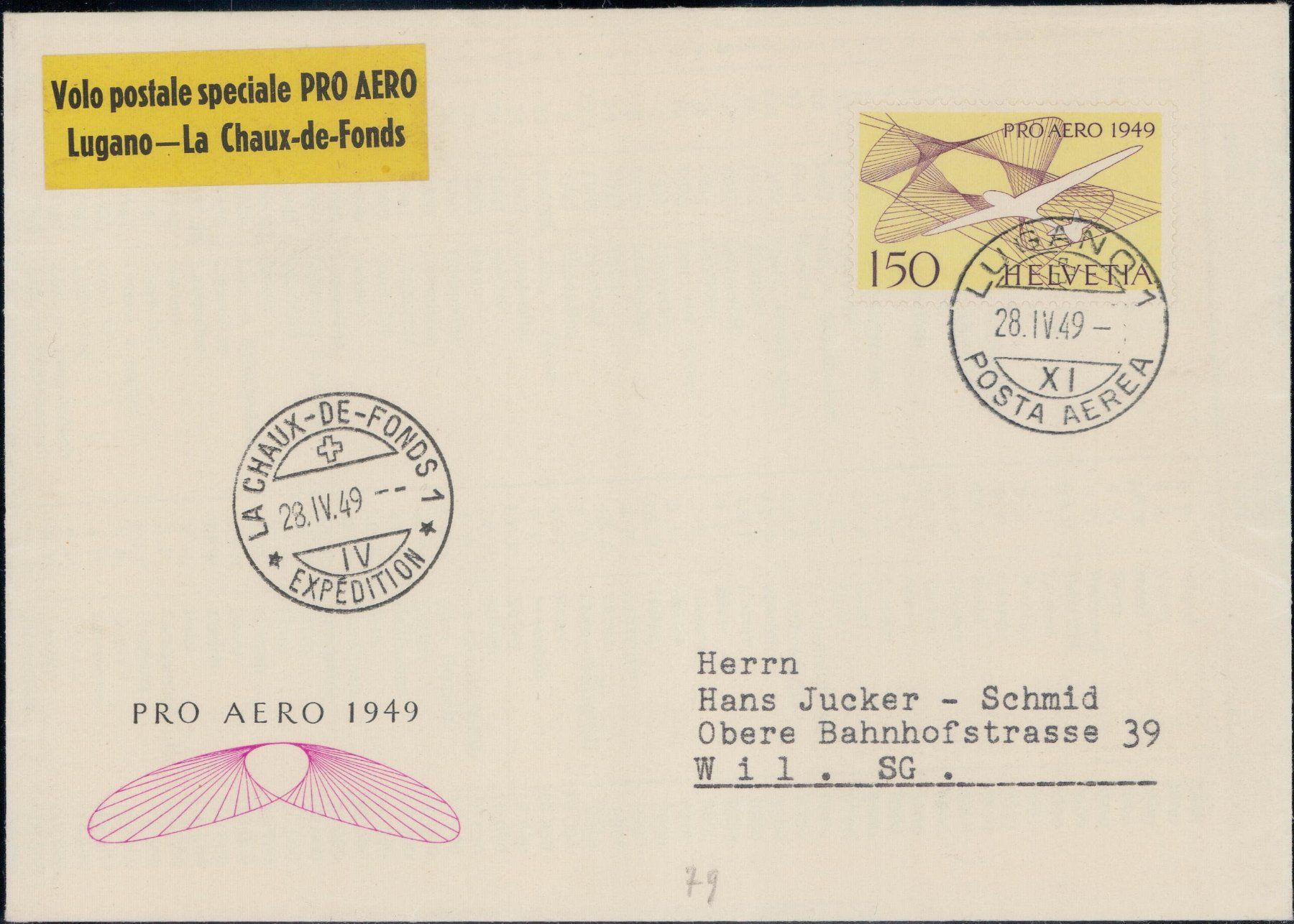 Alle Briefmarken: Pro Aero 1949, 6 Etappen – Gebraucht aus Horw von pilatusmail 4