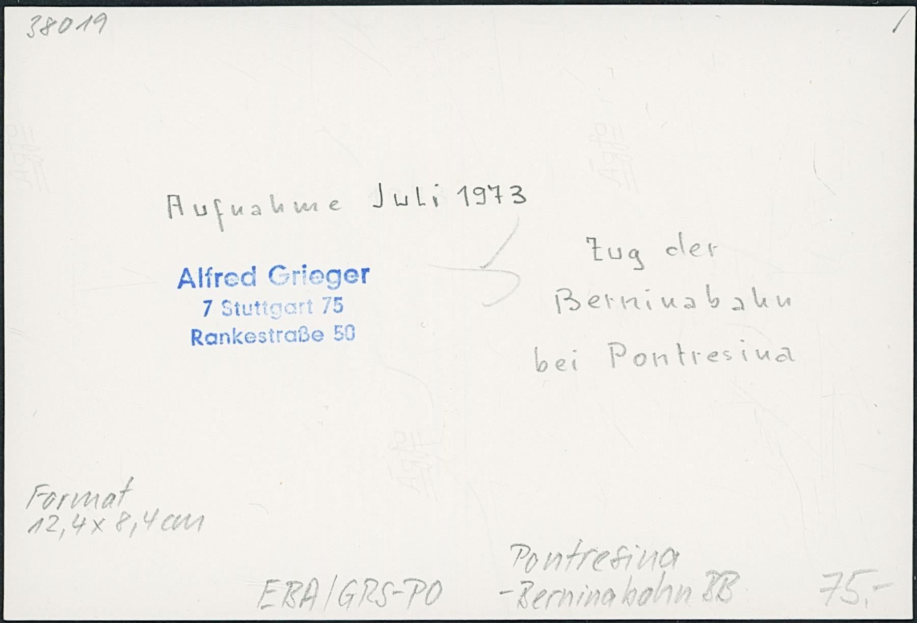 Cartoline postali: GRS Pontresina - Bernina Bahn BB – Usato da Schindellegi venduto da leecollect 1