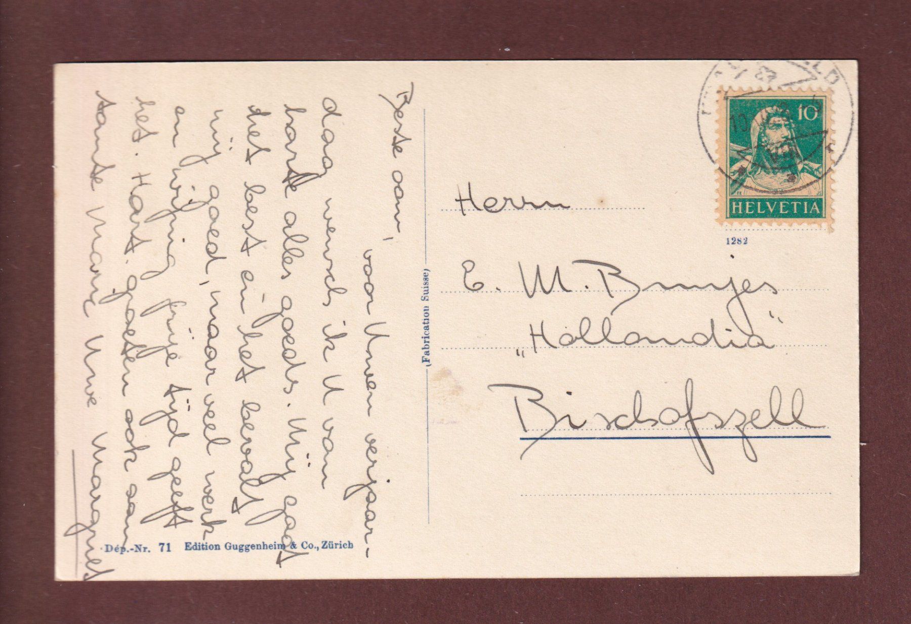 Cartoline postali: FRAUENFELD - Schloss - 1928 – Usato da Pully venduto da nicecards 1