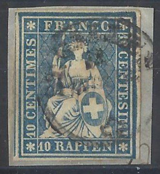 Tutti i francobolli: aa436/STRUBEL No 23 sur fragment . – Usato da Fleurier venduto da 18063