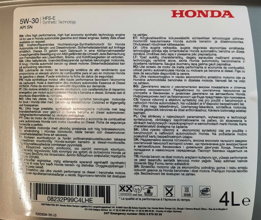 5W30 Motorenöl HONDA 4 Liter Kaufen auf Ricardo