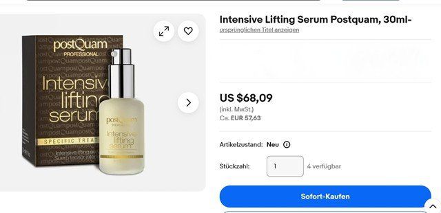 Cura del viso: Intensive Lifting Serum – Nuovo e nell'imballaggio originale da Stehrenberg venduto da AB-C