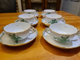 Herend Porzellan Aponyi 6 Suppenschalen mit Unterteller