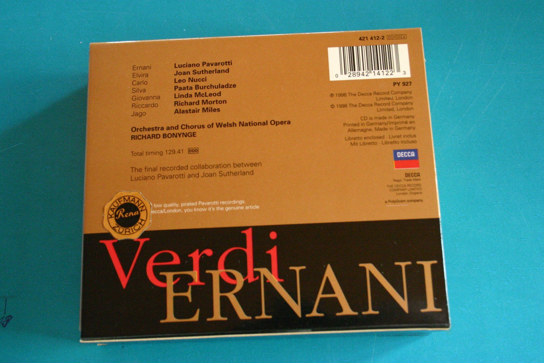 CD: VERDI ERNANI – Usato da Winkel venduto da Gallica 1