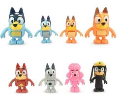 8 BLUEY SPIELFIGUREN - FAMILIE HEELER - BANDIT CHILLI FIGUR