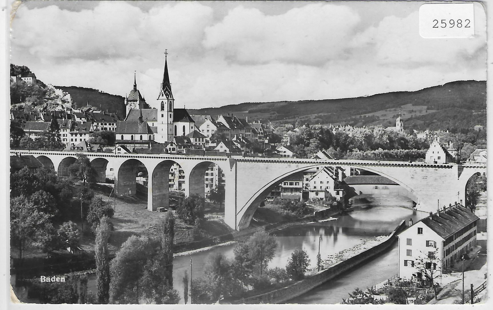 Ansichtskarten: Baden AG - Stadtpartie mit Brücke – Antik aus Ettingen von Kartenplanet