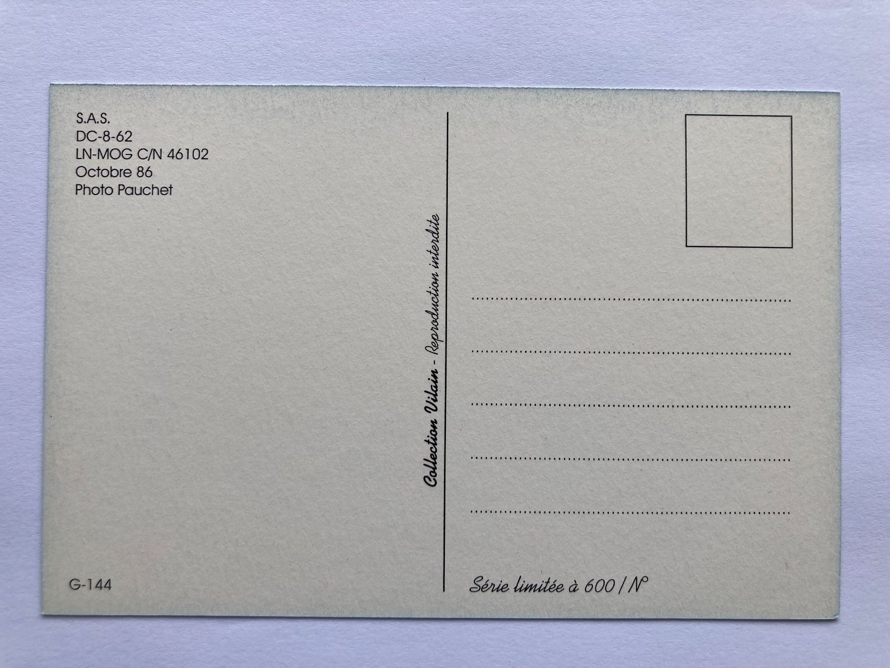 Cartoline postali: Postcard DC-8-62 SAS – Usato da Lugano venduto da sel_x7bg 1