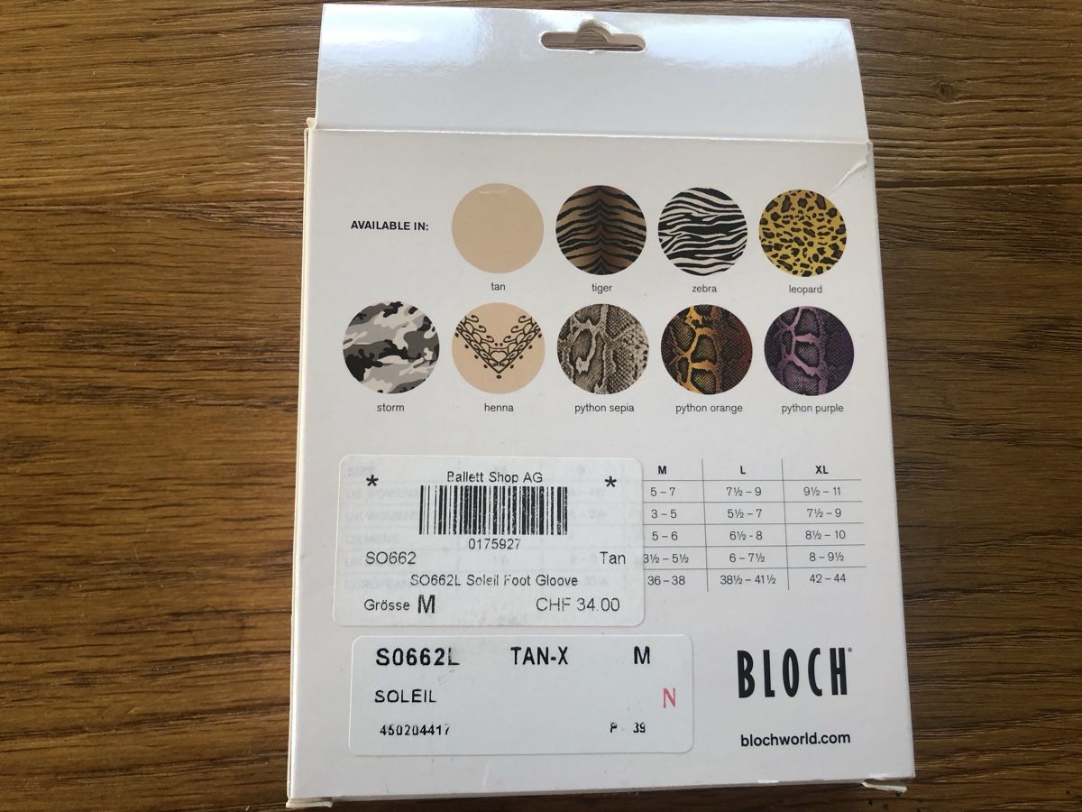 Bloch Damenschuhe: Bloch Soleil Foot Glove – Neu und originalverpackt aus Adligenswil von ZGB 1