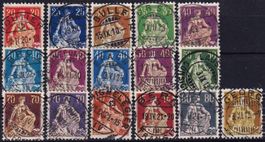 1908/25 Helv. mit Schwert Nr. 107-116, Serie mit Vollstempel