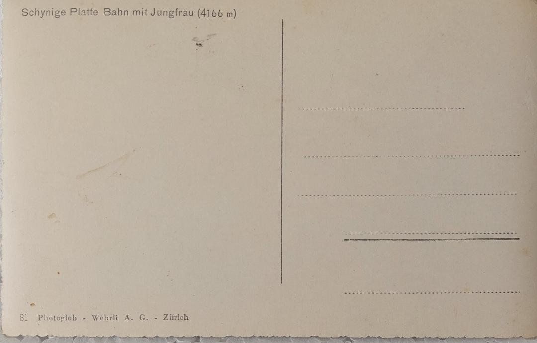 Cartoline postali: Bahn SCHYNIGE PLATTE - mit Jungfrau – Usato da Delémont venduto da Domdom1 1