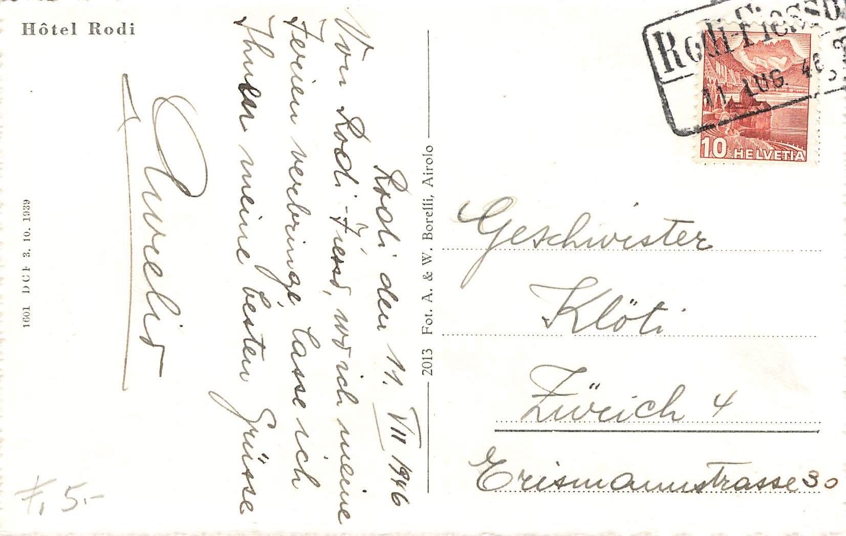 Cartoline postali: Hotel Piora Rodi Leventina – Usato da Biasca venduto da Blenio71 1