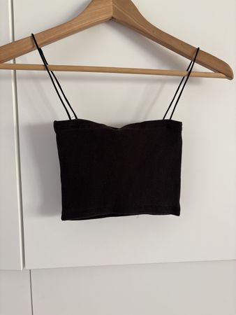 Crop top noir à bretelles fines, xs/s!