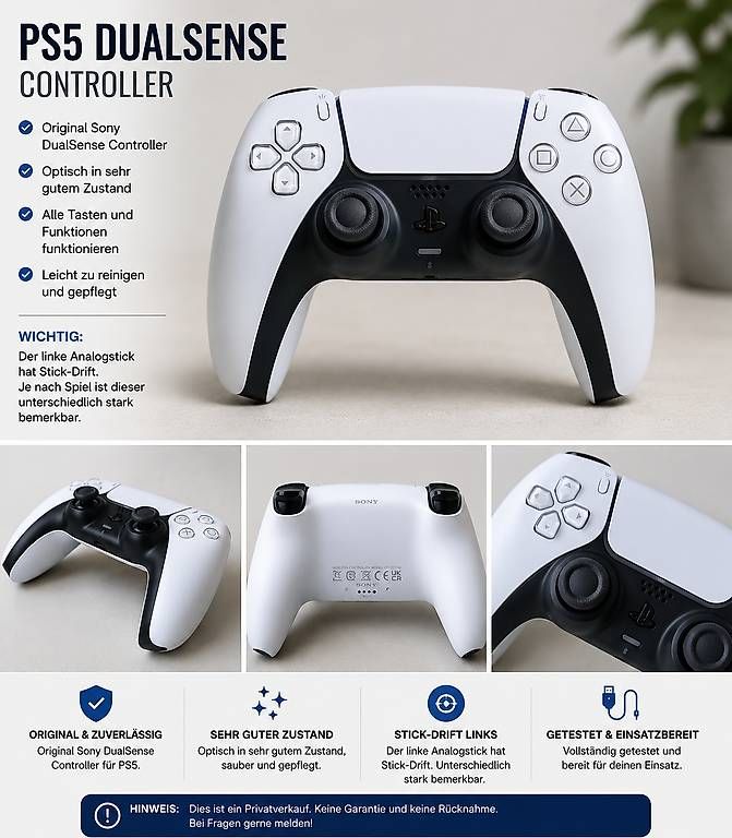 Manettes: PS5 DualSense Controller  guter Zustand  Stick Drift – D'occasion à Therwil par nik_w29r
