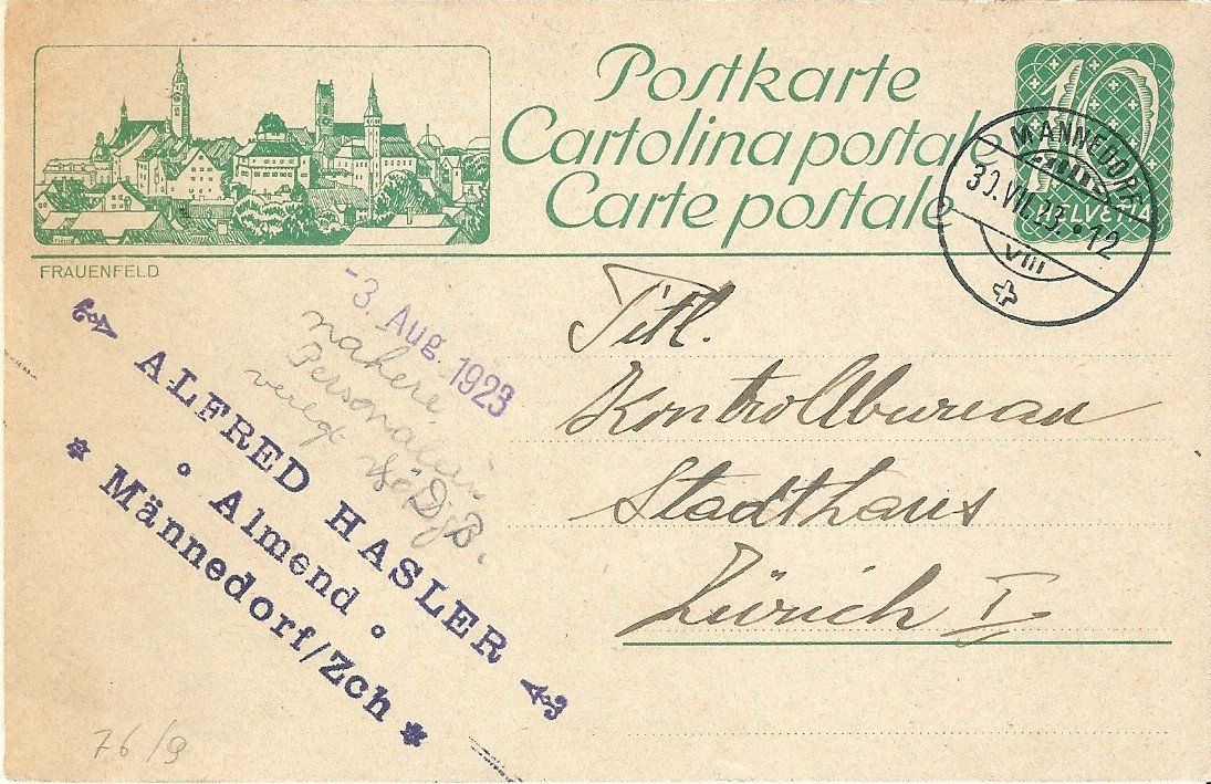 Tutti i francobolli: Carte postale [FRAUENFELD] – Usato da Belmont-Lausanne venduto da ZarRomanoff