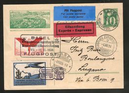 1926 : Flugpost Karte mit F11 + Vignette