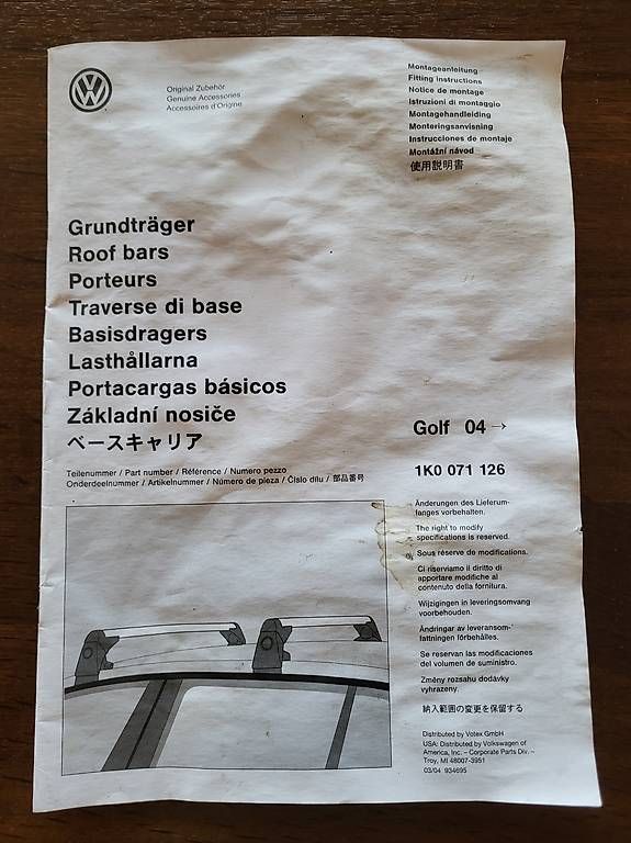 VW Barres de toit: Dachträger VW Golf 4 – D'occasion à Riffenmatt par KX3688Fam 1