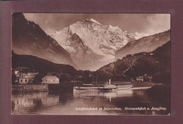 Schiff Einfahrt in INTERLAKEN - Werbung - Jungfrau - 1925