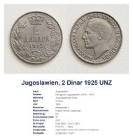 2 Dinar 1925 Serbien UNZ RRR