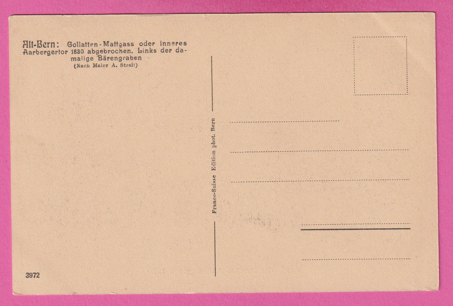 Cartoline postali: Alt Bern Inneres Aarbergertor 1830 – Usato da Einsiedeln venduto da dillie 1