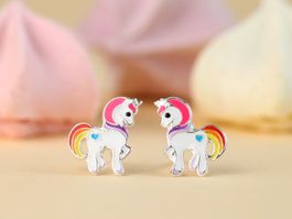 Kinder Ohrringe pinkes EINHORN 925 Silber