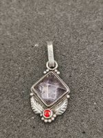 Vintage 925er Silber zarte Anhänger mit Amethyst, Granat Top